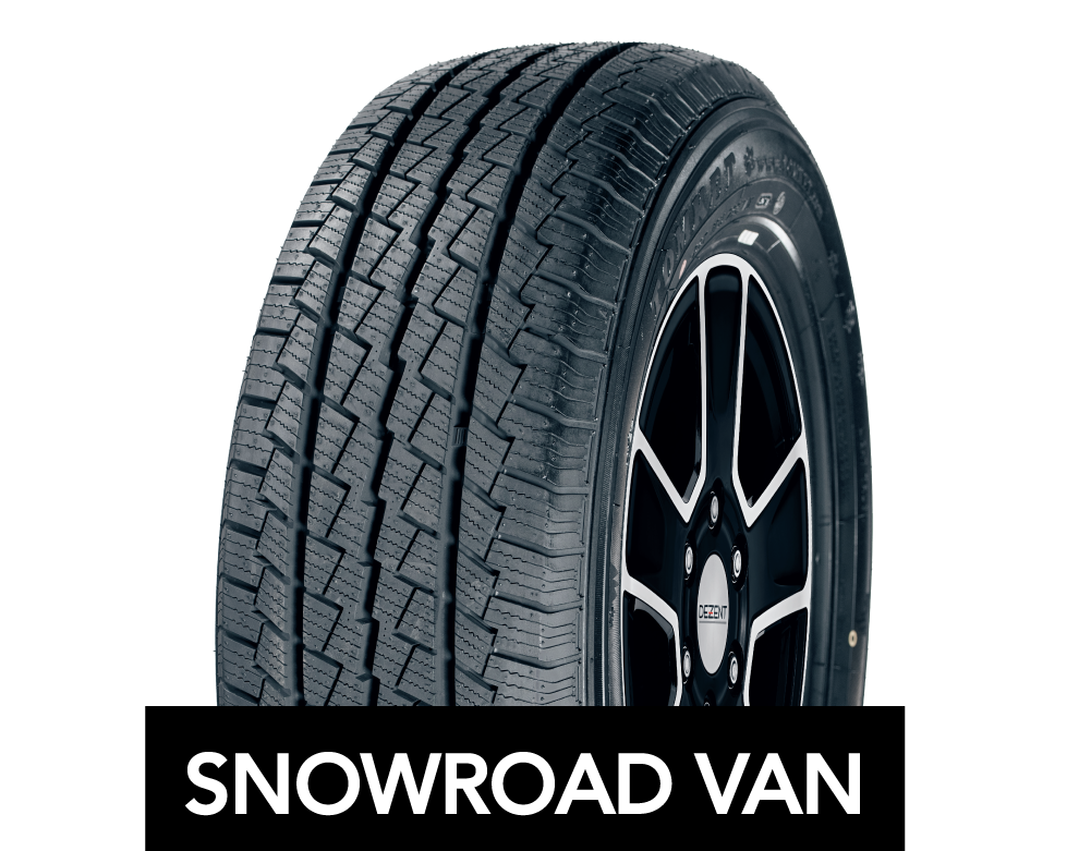 Dezén pneumatiky TOMKET Snowroad Van 3, vyfocený zepředu.