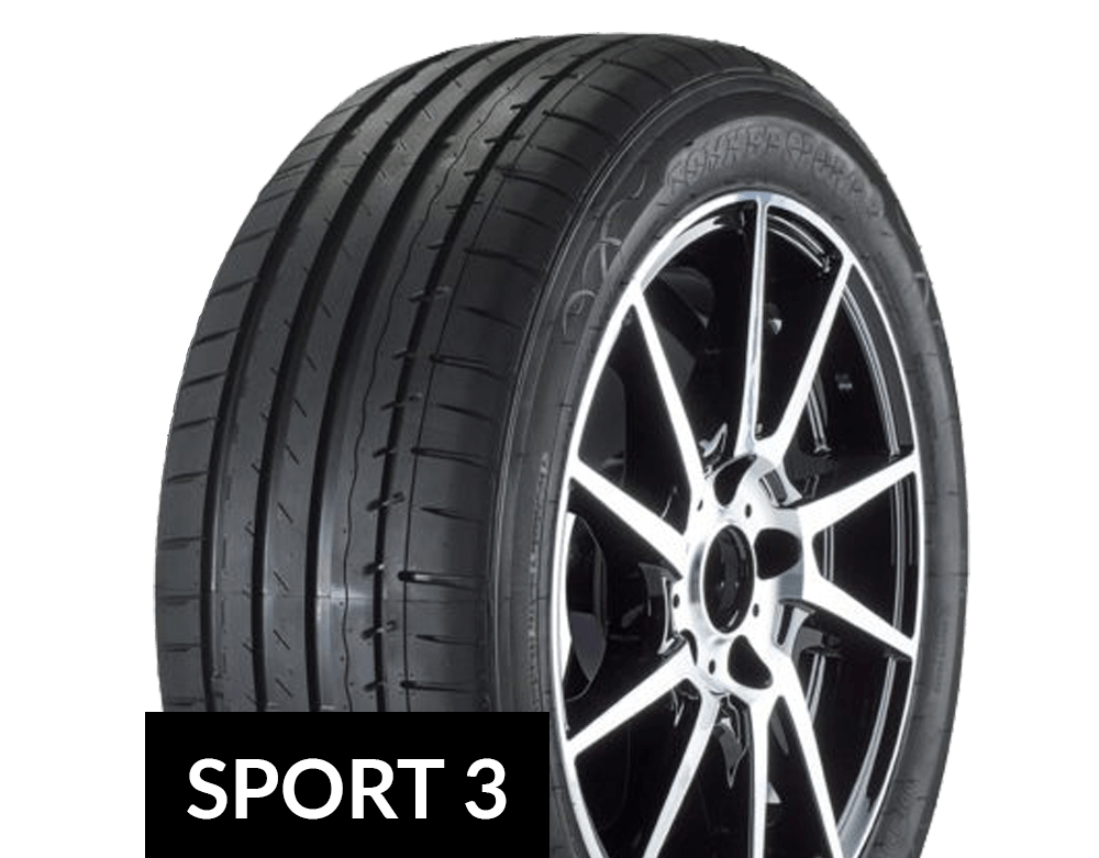 Tread pattern of the TOMKET Sport 3, photographed head-on.
